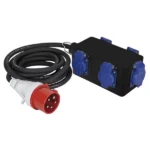 Verloopblok CEE 380V 16A -> 5x 230V schuko female