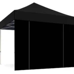 Zijwand GESLOTEN MET RITSBARE DEUR (in het midden) tbv Easy up tent 400x400 cm zwart