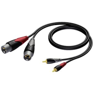 Verloopkabel 2x RCA -> 2x XLR Male (1,5 meter)