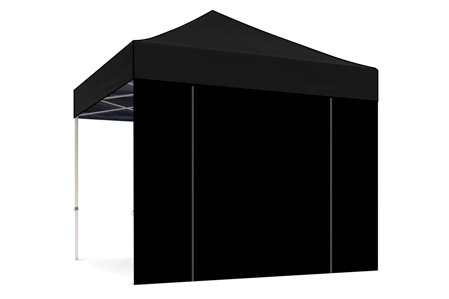 Zijwand GESLOTEN MET RITSBARE DEUR (in het midden) tbv Easy up tent 400x400 cm zwart