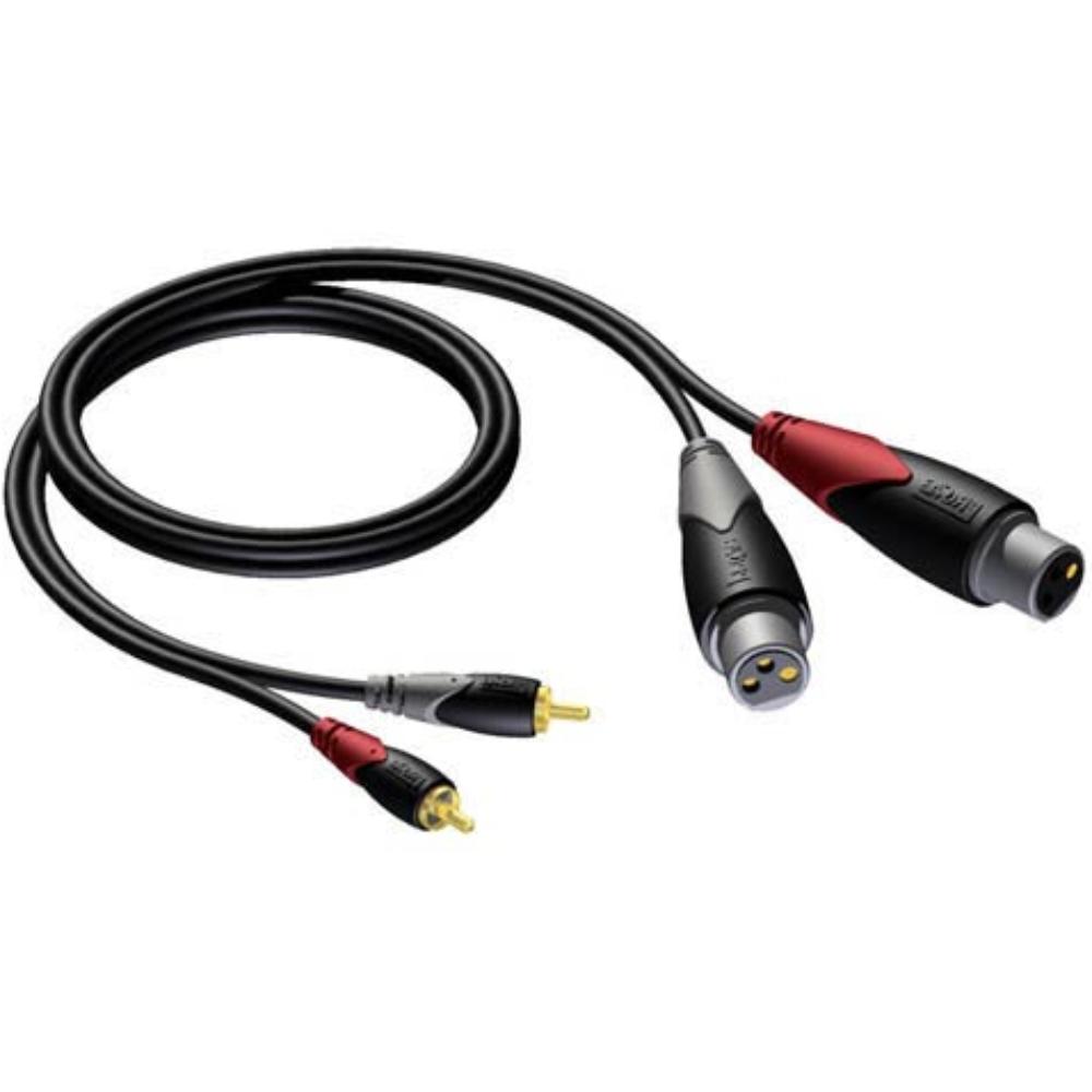 Verloopkabel 2x Jack  6.3 mm stereo -> 2x XLR Female (1,5 meter)