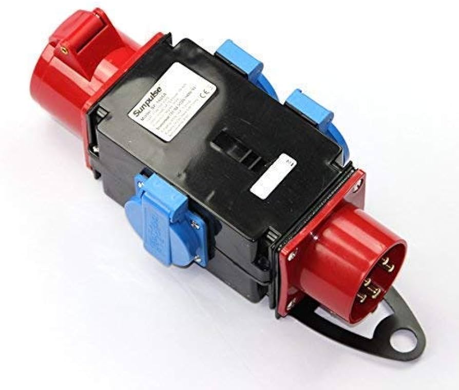 Verloopblok CEE 380V 16A -> 3x 230V schuko female