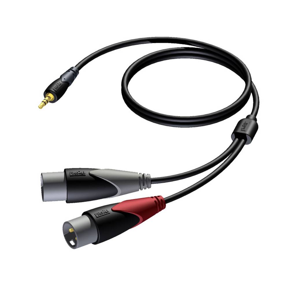 Verloopkabel 1x Jack  3.5 mm -> 2x XLR Male (1,5 meter)