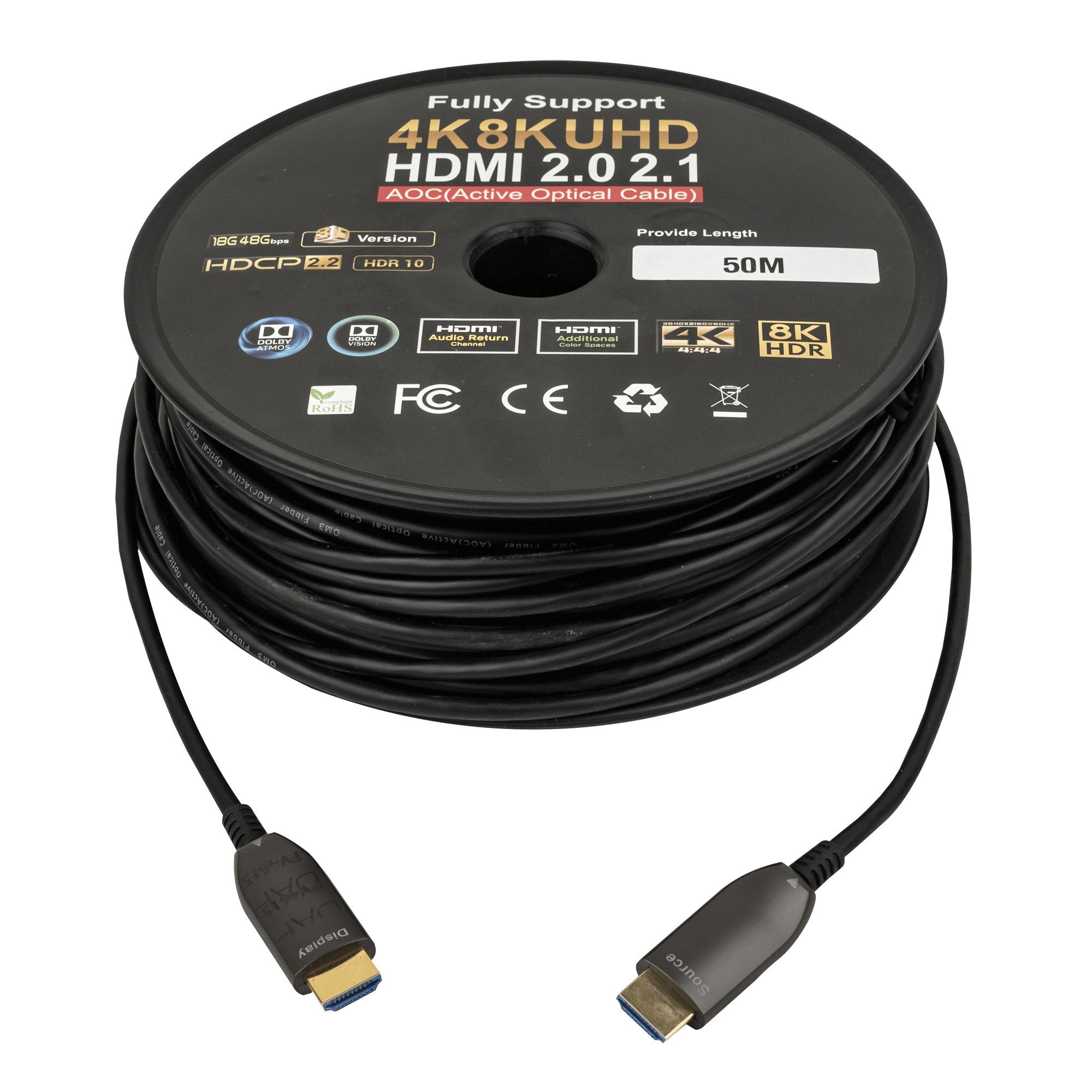 Haspel glasvezelkabel HDMI 2.1 AOC 8K (50 meter)